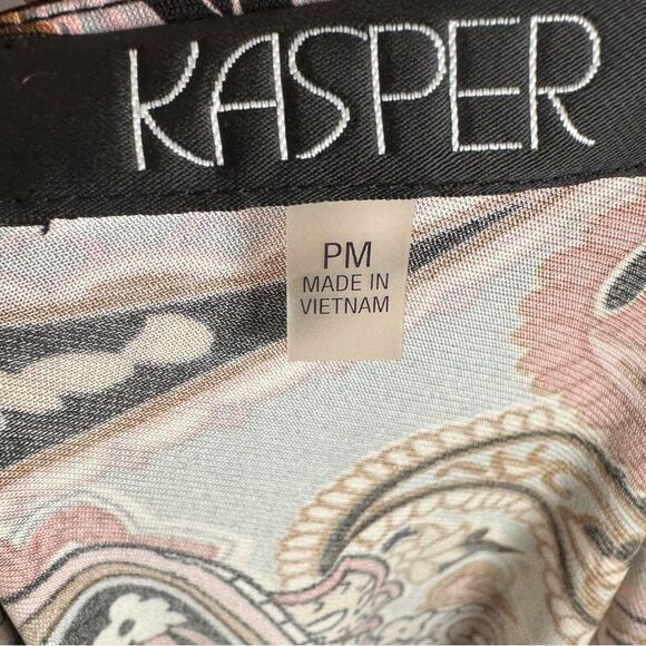 Kasper multicolored paisley print pleated keyhole top size petite medium - Picture 4 of 6